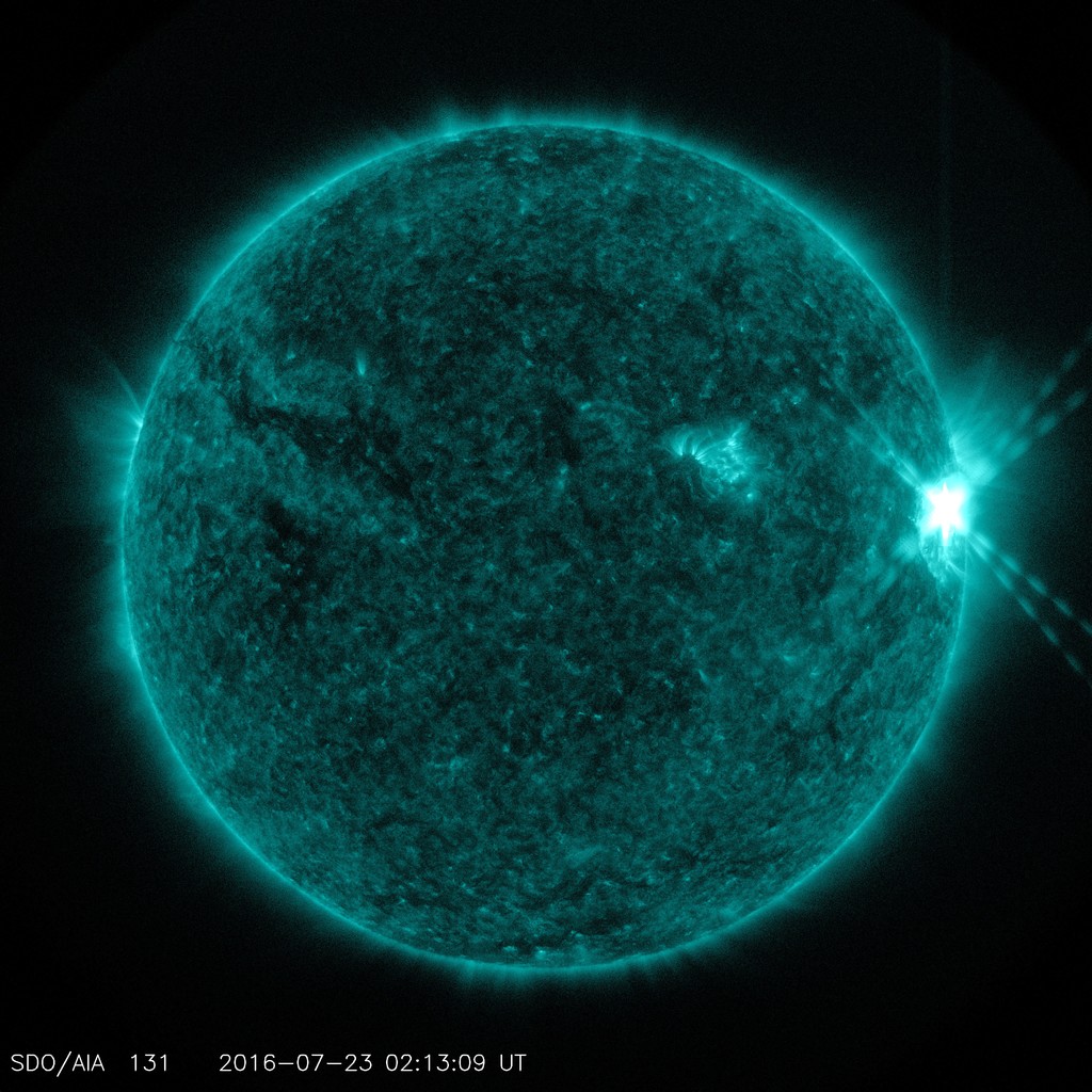 The first was an M5.0, which peaked at 10:11 pm EDT on July 22, 2016.