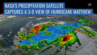 NASA’s Global Precipitation Measurement Mission or GPM core satellite captured Hurricane Matthew in 3-D as it made landfall on Haiti and as it travelled up to the Florida coast. GPM flew directly over the storm several times between October 2 - October 6, 2016. The most recent view on October 6 reveals massive amounts of rainfall being produced by the storm as it approaches Florida.The GPM core satellite carries two instruments that show the location and intensity of rain and snow, which defines a crucial part of the storm structure – and how it will behave. The GPM Microwave Imager sees through the tops of clouds to observe how much and where precipitation occurs, and the Dual-frequency Precipitation Radar observes precise details of precipitation in 3-dimensions.For more information about the science behind Hurricane Matthew visit: http://www.nasa.gov/matthewFor the latest storm warnings and safety information please consult your local news channels and the National Hurricane Center: http://www.nhc.noaa.gov/Video credit: NASA's Goddard Space Flight Center/Joy NgMusic credit: Diamond Skies by Andrew Skeet [PRS], Anthony Phillips [PRS] from the KillerTracks catalog