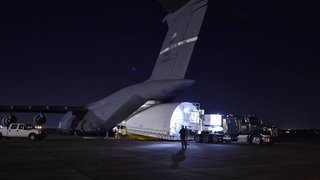 May 2017 marked the end of an era for NASA’s Goddard Space Flight Center because the James Webb Space Telescope has moved to NASA’s Johnson Space Center in Houston, TX.

Webb has been at Goddard in some form for 21 years. And with the completion of the acoustic, vibration and center of curvature tests, the telescope part of the Webb spacecraft was finally ready for the next big test - the cryogenic vacuum test in the Apollo-made-famous Chamber A.

Transporting Webb is a carefully choreographed dance. For the move to Johnson, the telescope was placed into a climate-controlled container called STTARS (Space Telescope Transporter for Air Road and Sea). A truck then slowly moved the large container during the night to Joint Base Andrews where it was loaded into a C-5 cargo airplane.  The container is so tall that some power lines and traffic lights were moved.

After a flight to Ellington Field in Houston, Texas, Webb was driven to Johnson. 

Webb was unpacked in Houston's Chamber A cleanroom and preparation for testing commenced.