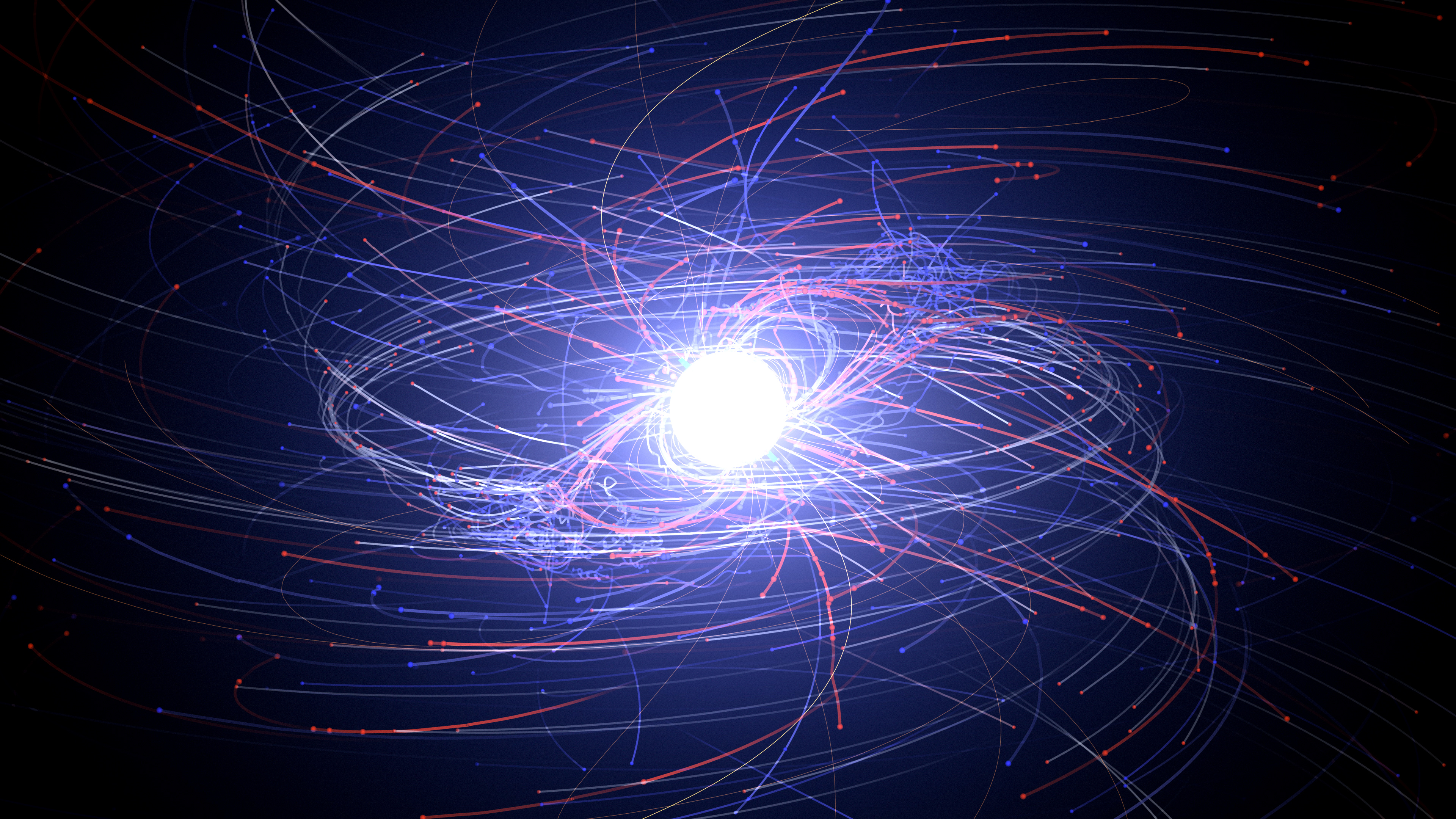 Scientists studying what amounts to a computer-simulated “pulsar in a box” are gaining a more detailed understanding of the complex, high-energy environment around spinning neutron stars, also called pulsars. The model traces the paths of charged particles in magnetic and electric fields near the neutron star, revealing behaviors that may help explain how pulsars emit gamma-ray and radio pulses with ultraprecise timing.  

A pulsar is the crushed core of a massive star that exploded as a supernova. The core is so compressed that more mass than the Sun's squeezes into a ball no wider than Manhattan Island in New York City. This process also revs up its rotation and strengthens its magnetic and electric fields. 

Various physical processes ensure that most of the particles around a pulsar are either electrons or their antimatter counterparts, positrons. To trace the behavior and energies of these particles, the researchers used a comparatively new type of pulsar model called a “particle in cell” (PIC) simulation.    

The PIC technique lets scientists  explore the pulsar from first principles, starting with a spinning, magnetized neutron star. The computer code injects electrons and positrons at the pulsar's surface and tracks how they interact with the electric and magnetic fields. It's computationally intensive because the particle motions affect the fields and the fields affect the particles, and everything is moving near the speed of light.

The simulation shows that most of the electrons tend to race outward from the magnetic poles. Some medium-energy electrons scatter wildly, even heading back to the pulsar.  

The positrons, on the other hand, mostly flow out at lower latitudes, forming a relatively thin structure called the current sheet. In fact, the highest-energy positrons here — less than 0.1 percent of the total — are capable of producing gamma rays similar to those detected by NASA's Fermi Gamma-ray Space Telescope, which has discovered 216 gamma-ray pulsars. 

The simulation ran on the Discover supercomputer at NASA’s Center for Climate Simulation at NASA's Goddard Space Flight Center in Greenbelt, Maryland, and the Pleiades supercomputer at NASA’s Ames Research Center in Silicon Valley, California. The model actually tracks “macroparticles,” each of which represents many trillions of electrons or positrons.