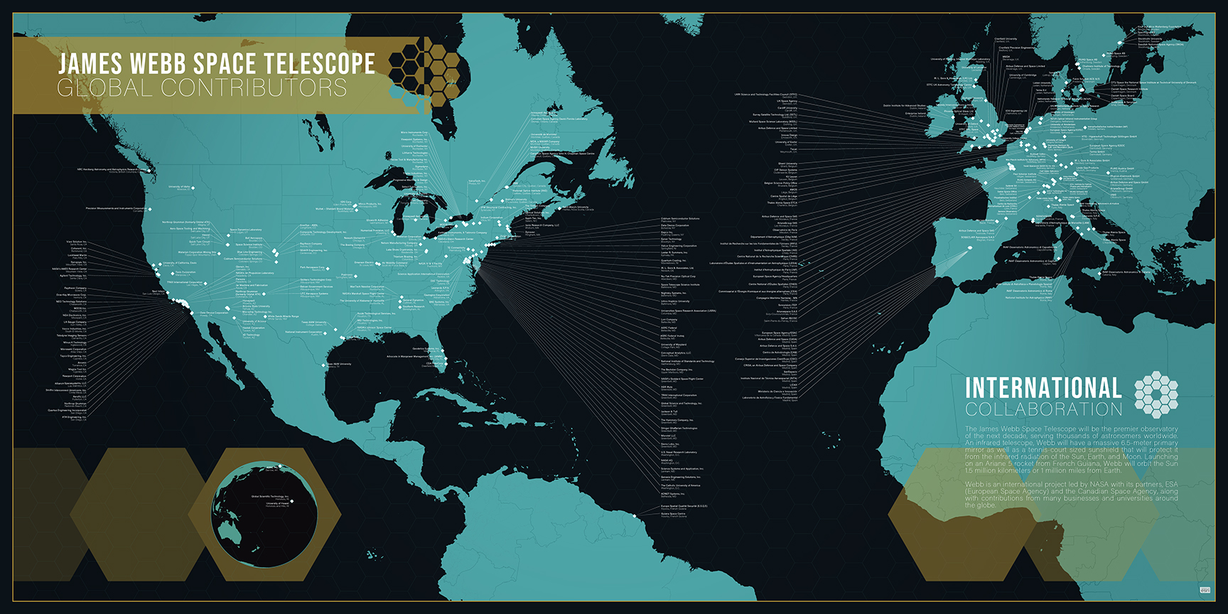 Flyover animation of map of Webb Global Contributors 