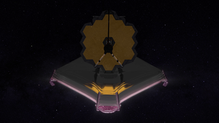 Slow reveal animation of the Webb Space Telescope