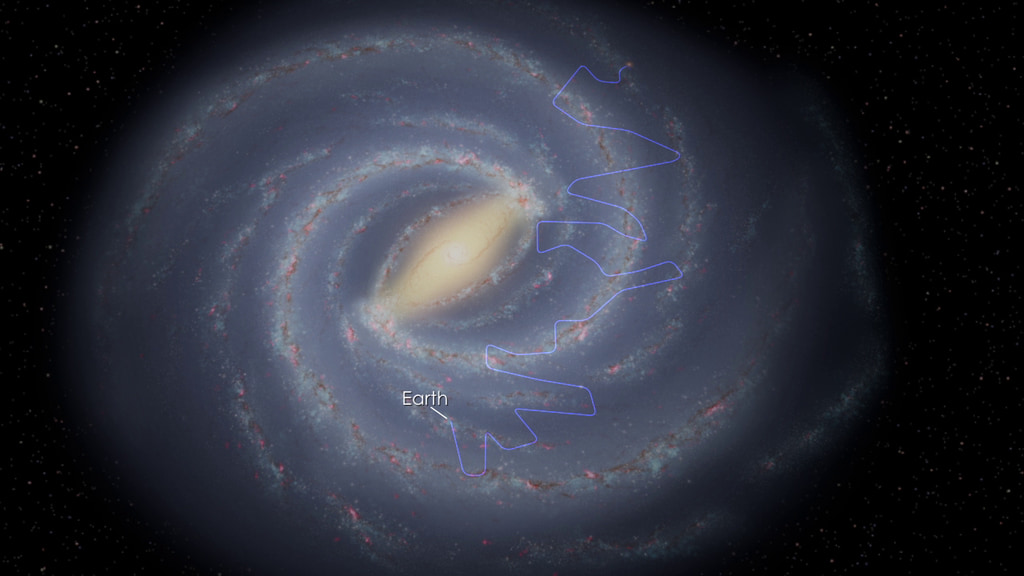 Because cosmic ray protons, nuclei, and electrons carry electric charge, their direction changes as they wend their way through the galaxy's magnetic field. By the time the particles reach us, their paths can be completely scrambled, and astronomers cannot trace them back to their sources. Gamma rays &ampmdash; including those produced by cosmic rays interacting with interstellar matter &ampmdash; instead travel straight to us from their sources.Credit: NASA's Goddard Space Flight Center