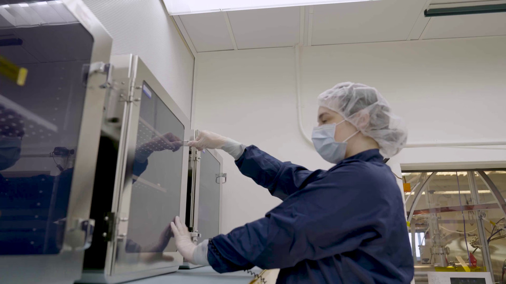 Dr. Phyllis Whittlesey (EESA-e instrument lead) is demonstrating the subsystem components of an Electrostatic Analyser, and how the components interface with each other.Footage Credit: University of California, Berkeley/Patrick Farrell