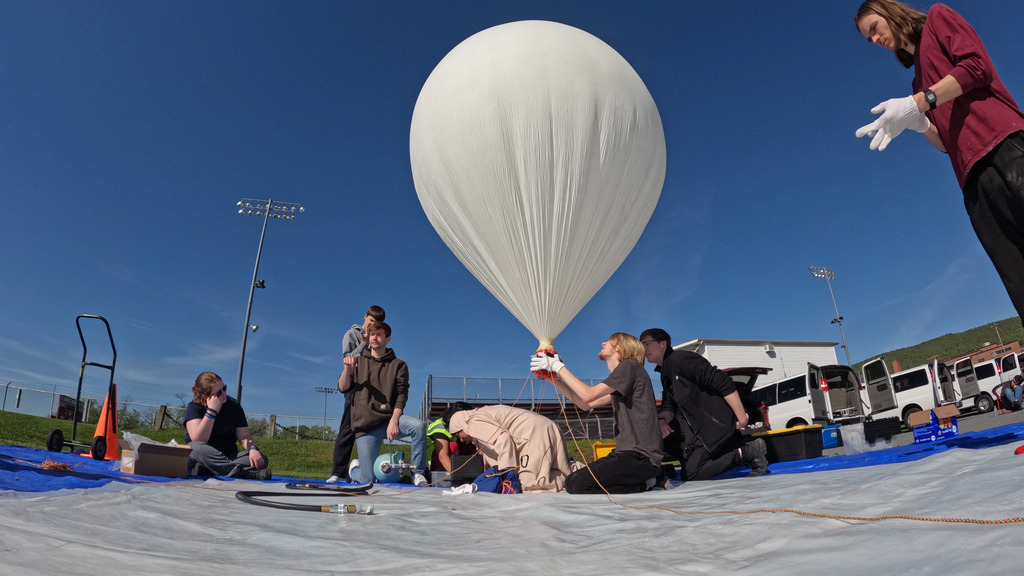 Launch – 4KThe University of Maryland Nearspace Balloon Payload Program, which operates as an engineering track team for the Nationwide Eclipse Ballooning Project, rehearses for the 2023 and 2024 solar eclipses with their NS-117 launch on May 6, 2023, from Everett, PA.