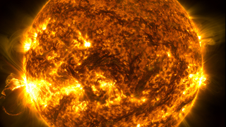 NASA’s Solar Dynamics Observatory captured this image of an X3.3 solar flare – as seen in the bright flash and loop on the left – on Oct. 23, 2024. The image shows a blend of 171 Angstrom, 304 Angstrom and 131 Angstrom light, subsets of extreme ultraviolet light. Credit: NASA/SDO