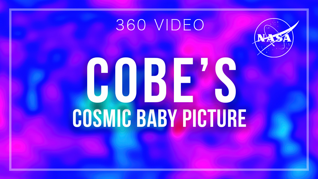 View the entire sky with the microwave eyes of NASA’s COBE (Cosmic Background Explorer) satellite in this immersive video. COBE took the first baby picture of the universe, revealing slight temperature variations when the cosmos was just 380,000 years old. This image shows the entire sky using four years of observations by COBE’s Differential Microwave Radiometer. The central plane of our galaxy runs across the middle, and its center is marked by a white X. Red indicates hotter regions, blue colder. The fluctuations are extremely faint, varying by only 1 part in 100,000 from the average temperature. They represent density variations in the early universe thought to have given rise to the structures we see today. After stripping away foreground emission arising from dust, hot gas, and charged particles interacting with magnetic fields in our galaxy, COBE data revealed tiny variations in the temperature of the cosmic microwave background — the oldest light in the universe — for the first time.(This video is formatted for 360-degree use.)Credit: NASA's Goddard Space Flight CenterMusic: “Meetings in Underwater Ruins,” Philippe Andre Vandenhende [SACEM], Olivier Louis Perrot [SACEM] and Idriss-El-Mehdi Bennani [SACEM], Universal Production MusicWatch this video on the NASA Goddard YouTube channel.Complete transcript available.