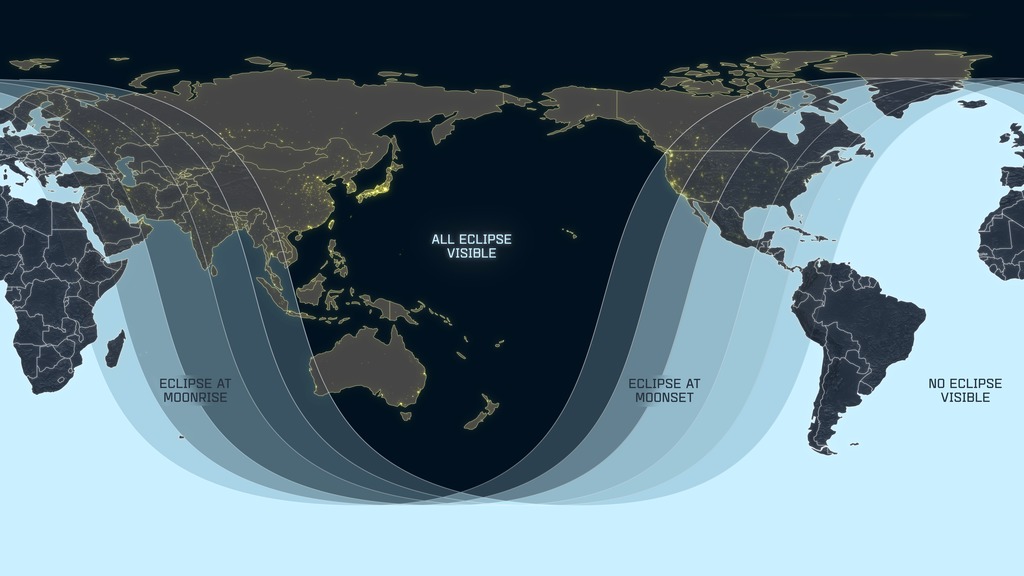 January 31, 2018 Lunar Eclipse Viewing Map