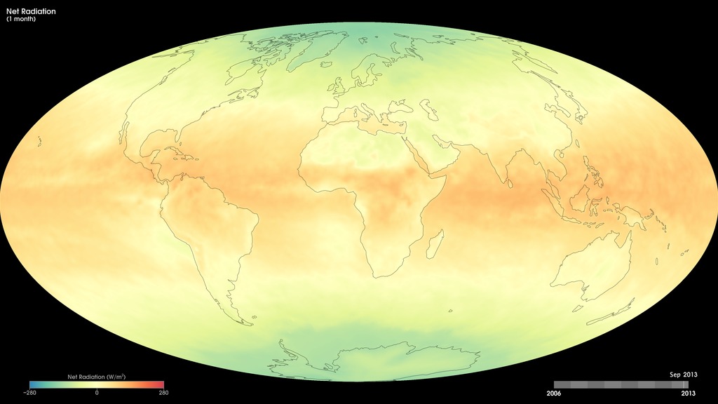 Monthly net radiation maps using CERES data, July 2006 to the present.