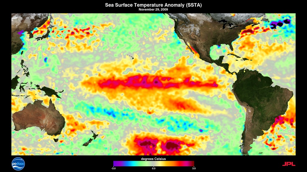 Animation of SSTA shows the evolution of the 2009-2010 ENSO.