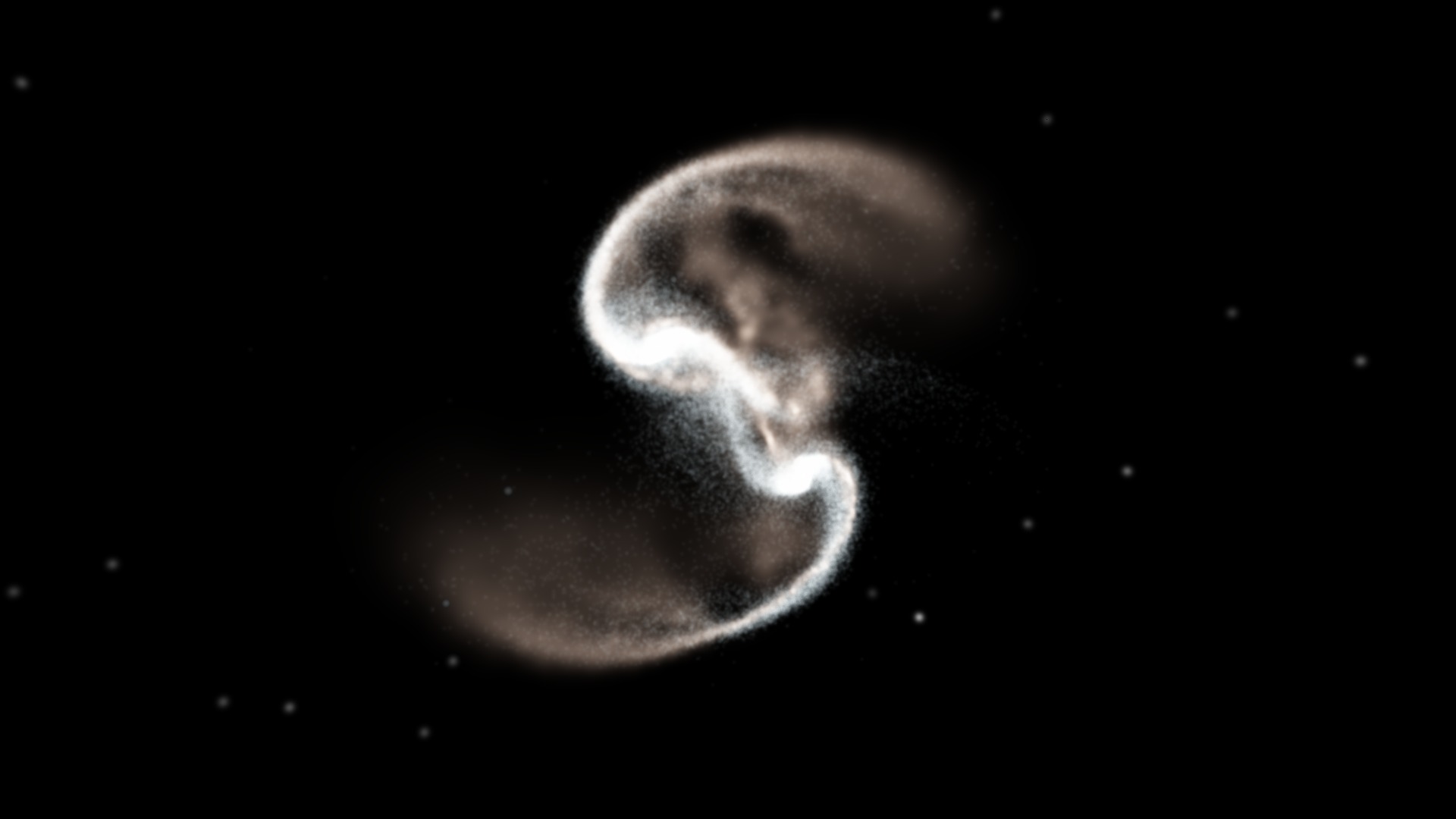 A galaxy collision simualtion compared, at different stages, to different galaxy collision images from Hubble