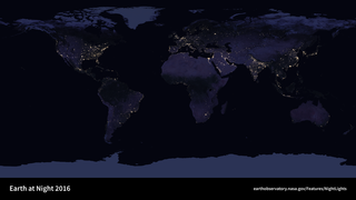 An composite image shows a cloud-free view of Earth