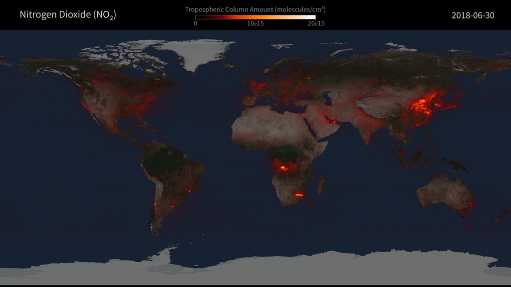 Animation of global map of OMI Troposheric NO2 ffrom July 1, 2017 to June 30, 2018.