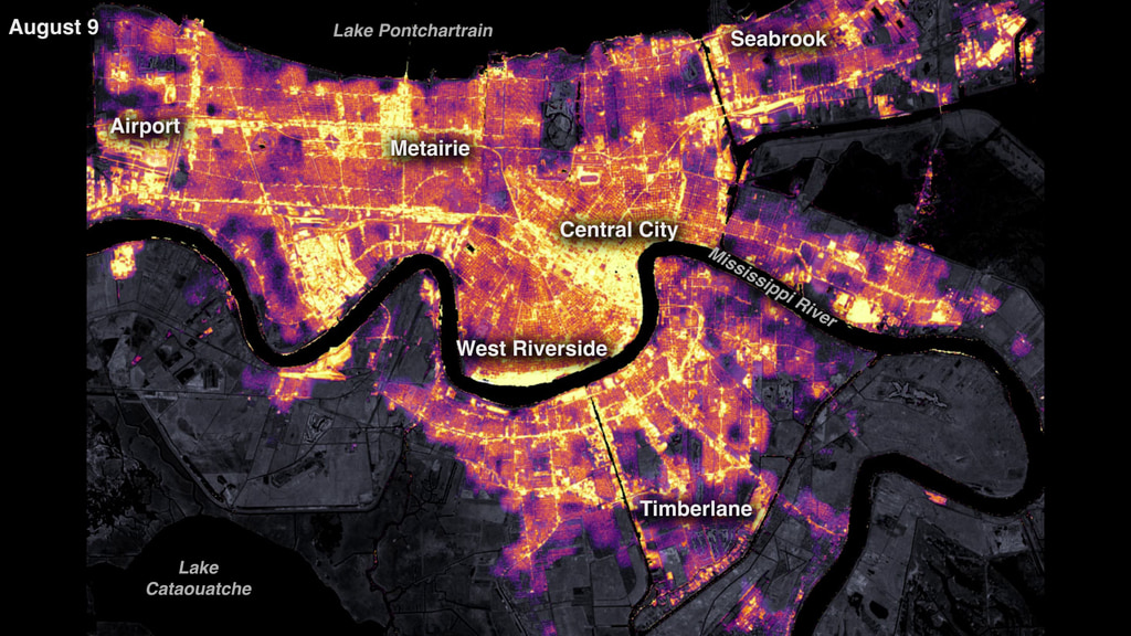 New Orleans before and right after Hurricane Ida